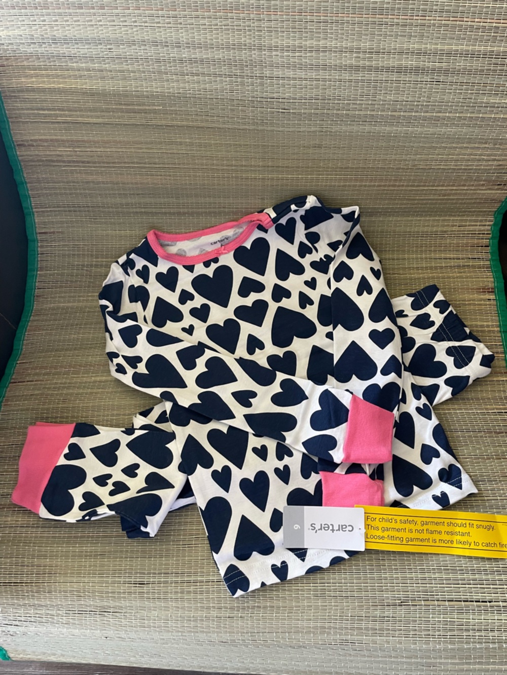 Carter's Navy Heart-Print Pajama Set with Pink Trim